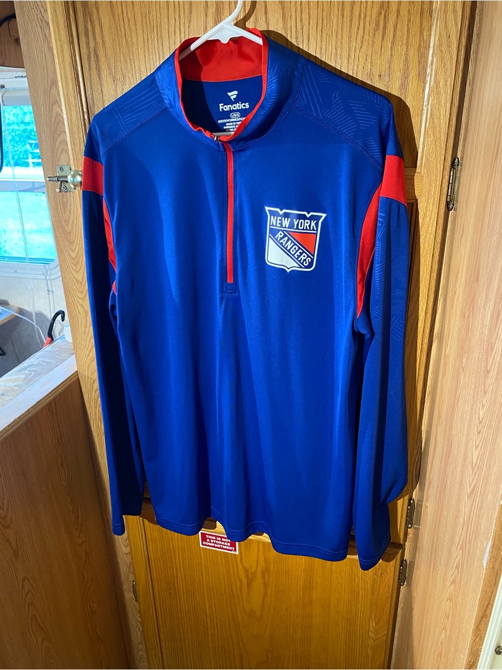 Fanatics New York Rangers Royal Blue and Red Quarter-Zip Pullover